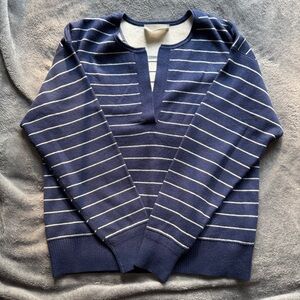 Everlane The Cotton Merino Vintage Henley Sweater Navy Canvas